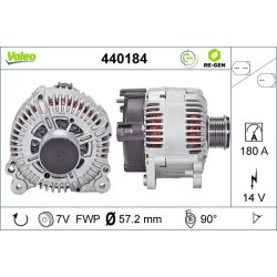 Alternateur VALEO 440184 pour AUDI, PORSCHE, VW OE 021903016 VALEO