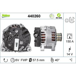 Alternateur VALEO 440260 pour CITROEN, PEUGEOT OE 5702-K9 VALEO