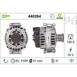 Alternateur VALEO 440264 pour MERCEDES OE 0009063000 VALEO