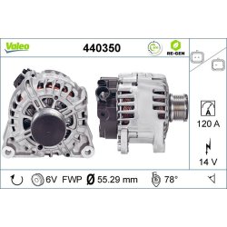 Alternator VALEO 440350 OE Ref 1608064580