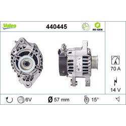 Alternateur VALEO 440445 pour CITROEN, PEUGEOT, TOYOTA OE 5702H3 VALEO