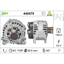 Alternateur VALEO 440475 pour AUDI, SEAT, SKODA, VW OE 04E903023K VALEO