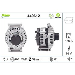 Alternator VALEO 440612 OE Ref 1606427480