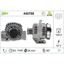 Alternateur VALEO 440768 pour VAUXHALL CORSA OE 6204258