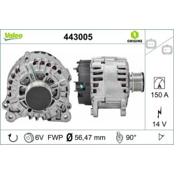 Alternateur VALEO 443005 pour DACIA, RENAULT, OE 231000788R VALEO