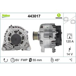 Alternator VALEO 443017 OE Ref 1608064580