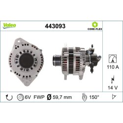Alternateur VALEO 443093 pour VAUXHALL OE 1204618 VALEO