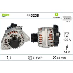 Alternateur VALEO 443238 pour HYUNDAI, KIA OE 37300-2E300 VALEO
