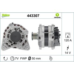 Alternateur VALEO 443307 pour DACIA, RENAULT, OE 231005300R VALEO