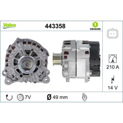 Alternateur VALEO 443358 pour RENAULT, ESPACE, VEL OE A004TJ0391 VALEO