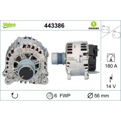 Alternateur VALEO 443386 pour VW CALIFORNIA, TRANSPORTER OE 03H903026D VALEO