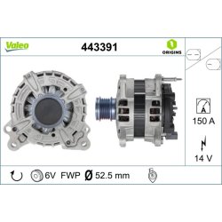 Alternateur VALEO 443391 pour AUDI, SEAT, SKODA, VW OE 04L903024T VALEO