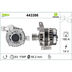 Alternateur VALEO 443398 pour LAND ROVER OE BJ3210300CA VALEO