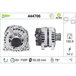 Alternator VALEO 444706 OE Ref 1606859180