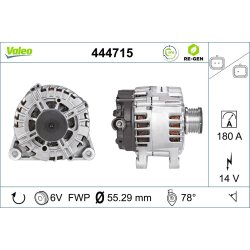 Alternator VALEO 444715 OE Ref 1606856980