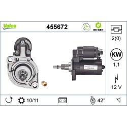 Démarreur VALEO 455672 pour AUDI, FORD, SEAT, SKODA, VW VALEO