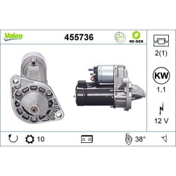 Démarreur VALEO 455736 pour CHEVROLET, DAEWOO, GM CORÉE et plus encore... VALEO