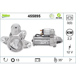 Démarreur VALEO 455895 pour FORD, LDV TRANSIT, CONVOY OE 1027928 VALEO