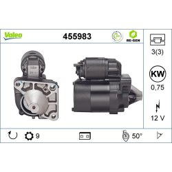Démarreur VALEO 455983 pour RENAULT, CLIO, KANGOO OE 8200082782 VALEO