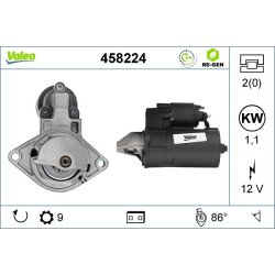 Démarreur VALEO 458224 pour VAUXHALL ASTRA, VECTRA, ZAFIRA VALEO