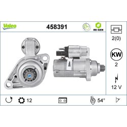 Démarreur VALEO 458391 pour AUDI, SEAT, SKODA, VW OE 0AM911023D VALEO