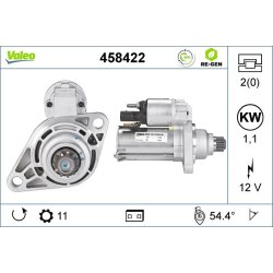 Démarreur VALEO 458422 pour AUDI, SEAT, SKODA, VW OE 0AM911023K VALEO