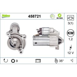 Démarreur VALEO 458721 pour CITROEN, PEUGEOT OE 1611140180 VALEO