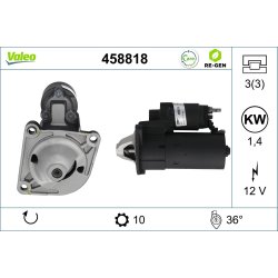 Démarreur VALEO 458818 pour ALFA ROMEO, DODGE, FIAT, LANCIA et plus.