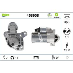 Démarreur VALEO 458908 pour RENAULT, OE 7711497395