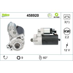 Démarreur VALEO 458920 pour AUDI, PORSCHE, VW OE 059911024E VALEO
