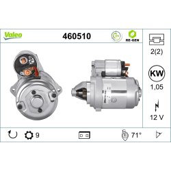 Démarreur VALEO 460510 pour CITROEN, FIAT, PEUGEOT OE 5558-07