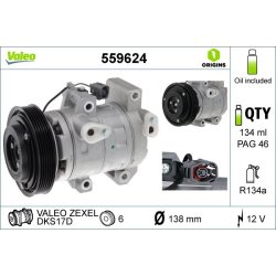 AC Compressor VALEO 559624 OE Ref GV7D61450