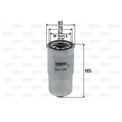 Filtre à carburant VALEO 587736 pour FIAT, KIA MULTIPLA, PUNTO, SORENTO