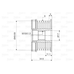 Embrayage de roue libre d'alternateur VALEO 588018 pour AUDI, SEAT, SKODA, VW VALEO