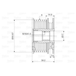 Embrayage de roue libre d'alternateur VALEO 588044 pour MERCEDES, SSANGYONG VALEO