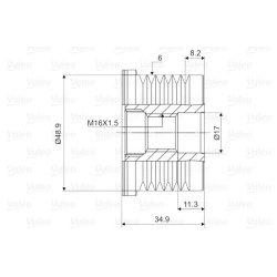 Embrayage de roue libre d'alternateur VALEO 588067 pour RENAULT, référence d'origine 0101544902 VALEO