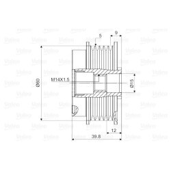 Embrayage de roue libre d'alternateur VALEO 588097 pour TOYOTA YARIS VALEO