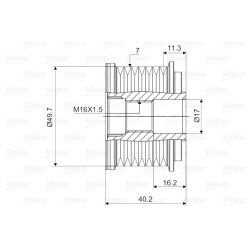 Embrayage de roue libre d'alternateur VALEO 588105 pour MERCEDES OE 6281550015 VALEO