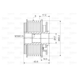 Embrayage de roue libre d'alternateur VALEO 588117 pour AUDI A4, A5, Q5 VALEO