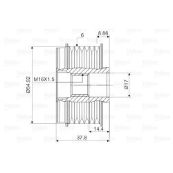 Embrayage de roue libre d'alternateur VALEO 588121 pour HYUNDAI, KIA VALEO