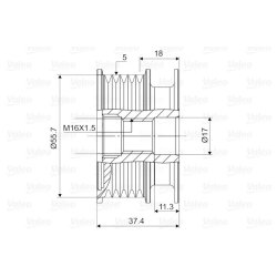 Embrayage de roue libre d'alternateur VALEO 588122 pour VW Coccinelle, Jetta VALEO