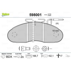 Jeu de plaquettes de frein VALEO 598001 pour camions NISSAN, RENAULT, RENAULT, VALEO