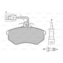 Jeu de plaquettes de frein VALEO 598016 pour SEAT, VW OE 1HM698151