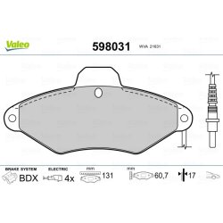 Jeu de plaquettes de frein VALEO 598031 pour CITROEN XANTIA OE 1617251980 VALEO