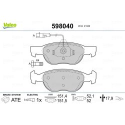 Jeu de plaquettes de frein VALEO 598040 pour FIAT, LANCIA OE 71752989 VALEO