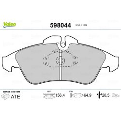 Jeu de plaquettes de frein VALEO 598044 pour MERCEDES, VW OE 0024203920 VALEO