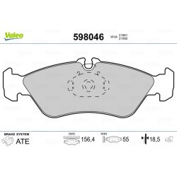 Jeu de plaquettes de frein VALEO 598046 pour MERCEDES, VW CLASSE G, SPRINTER, LT VALEO