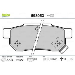 Jeu de plaquettes de frein VALEO 598053 pour ACURA, HONDA, LOTUS, MG, ROVER VALEO