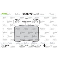 Plaquettes de frein VALEO 598063 pour PEUGEOT 406, 607 OE 1611456880 VALEO