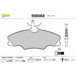Plaquettes de frein VALEO 598068 pour PEUGEOT 406 OE 4251-31 VALEO